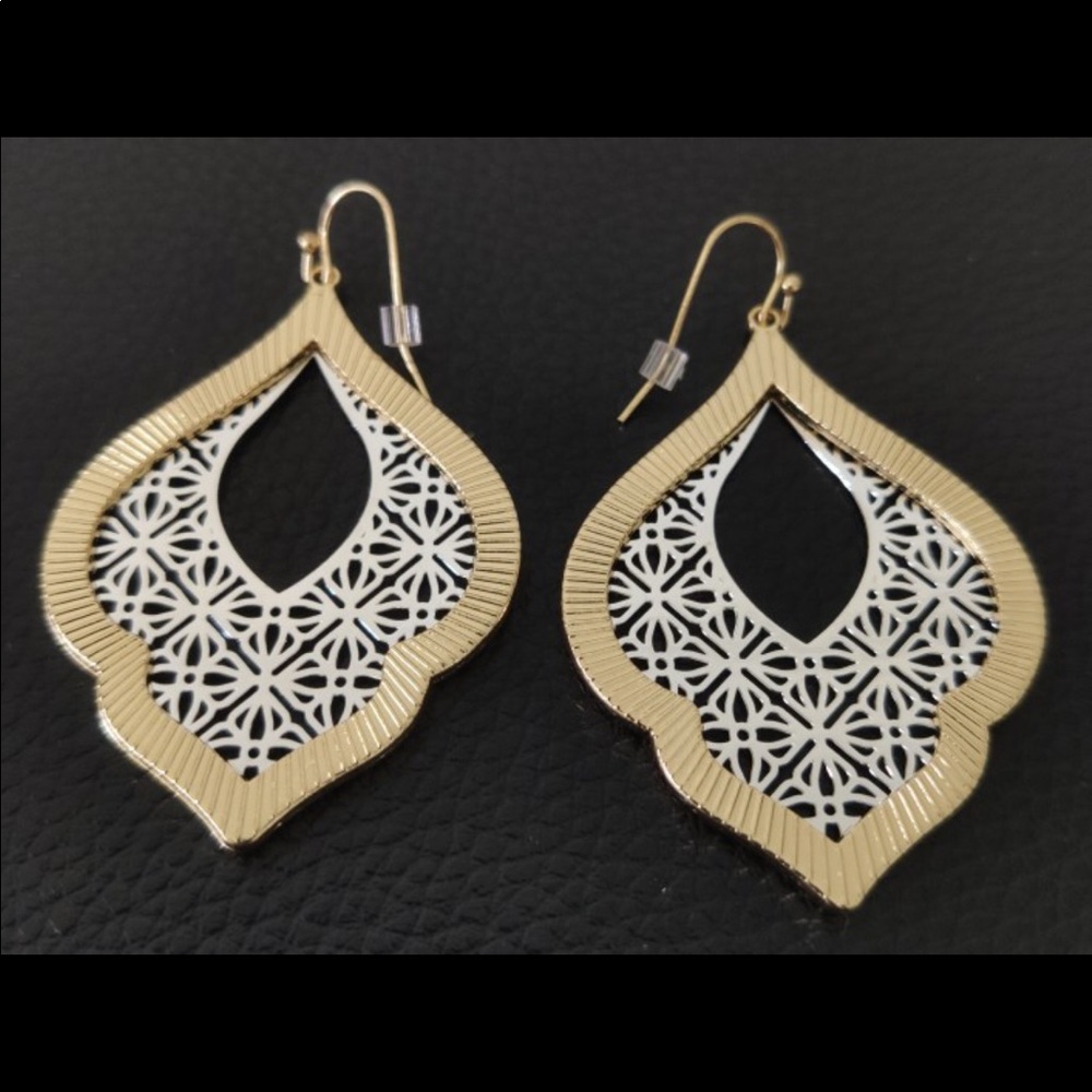 Gold And Silver Hoop Teardrop Dangle Earrings - Picture 7 of 8